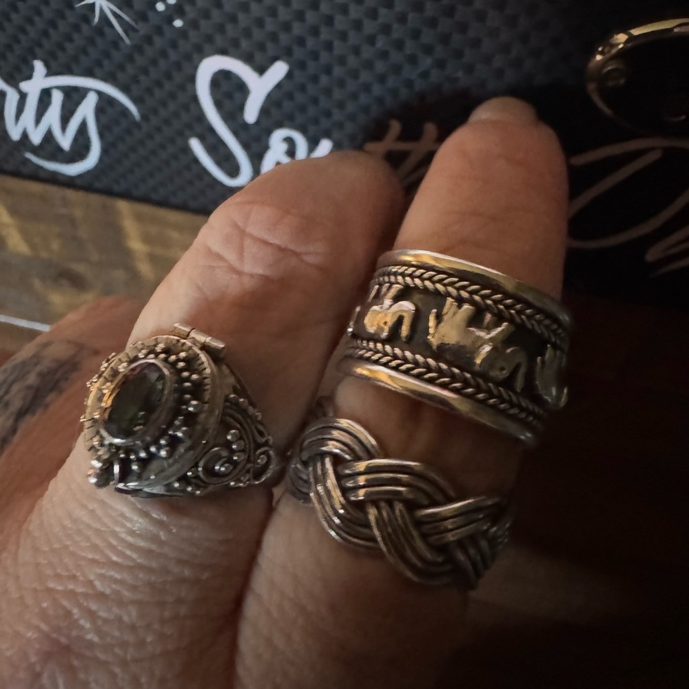 3 heavy weight Sterling Silver Statement Rings